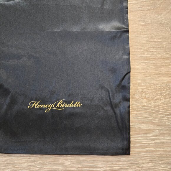 Honey Birdette Large Black Satin Drawstring Dust Bag Travel Storage Pouch NWOT - Picture 8 of 15